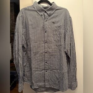 Uniqlo Men's navy and White Checkered flannel dress Shirt